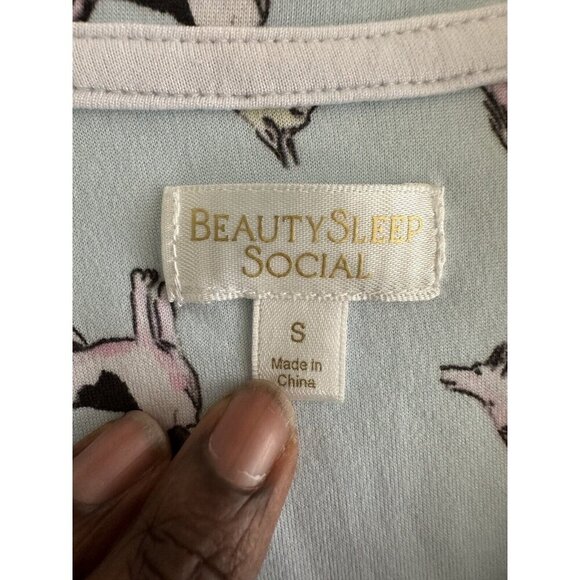 Beauty Sleep Social Dog Print Short Sleeve Notch Collar Pajama Shirt and Pajama - Picture 4 of 11